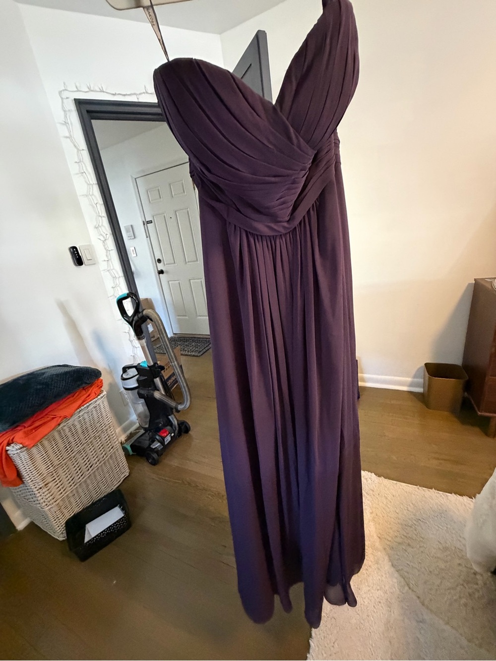 Bill Levkoff Deep Plum Strapless Evening Dress